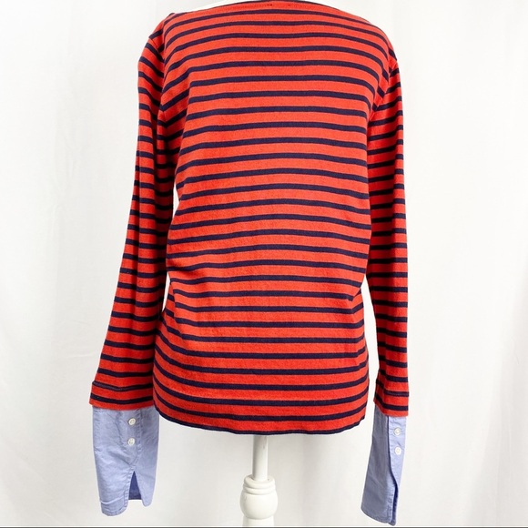 J.Crew Women’s Cuffed Boat Neck Top Striped Shirt - Picture 3 of 7
